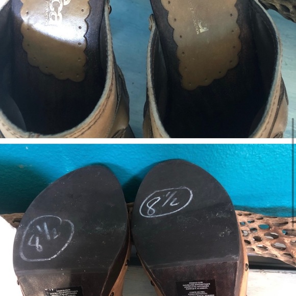 TriBeCa by Kenneth Cole Leather & Wood Clogs - Picture 3 of 5